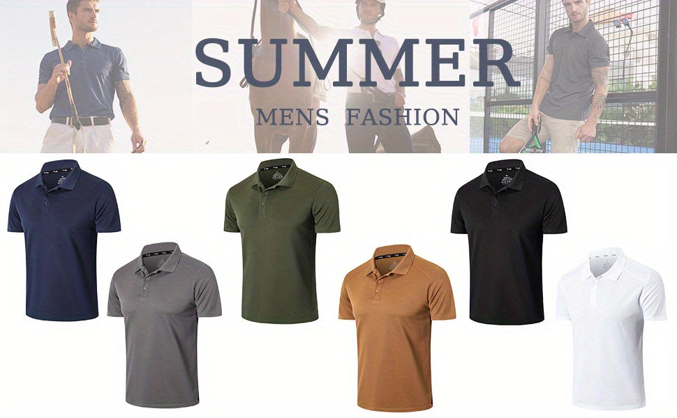 3 Pack Men'S Golf Polo Shirts Casual Short Sleeve Quick-Dry Athletic Solid Color Golf T-Shirt Moisture Wicking Shirts Tees Tops for Men