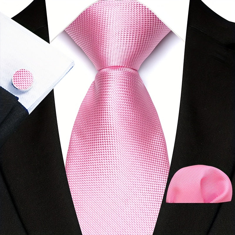 Three-Piece Gentlemans Accessory Set - Stylish Paisley Pattern Tie, Pocket Square, and Cufflinks - Perfect Gift Idea for Men on Special Occasions