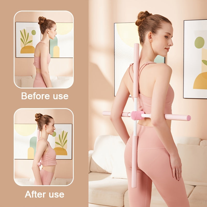 Adjustable Yoga Sticks for & Humpback Syndrome - Portable Stretching Pole with Extendable Length (Pink/Green/Blue) - Ideal for Scoliosis Treatment, Spinal & /Travel