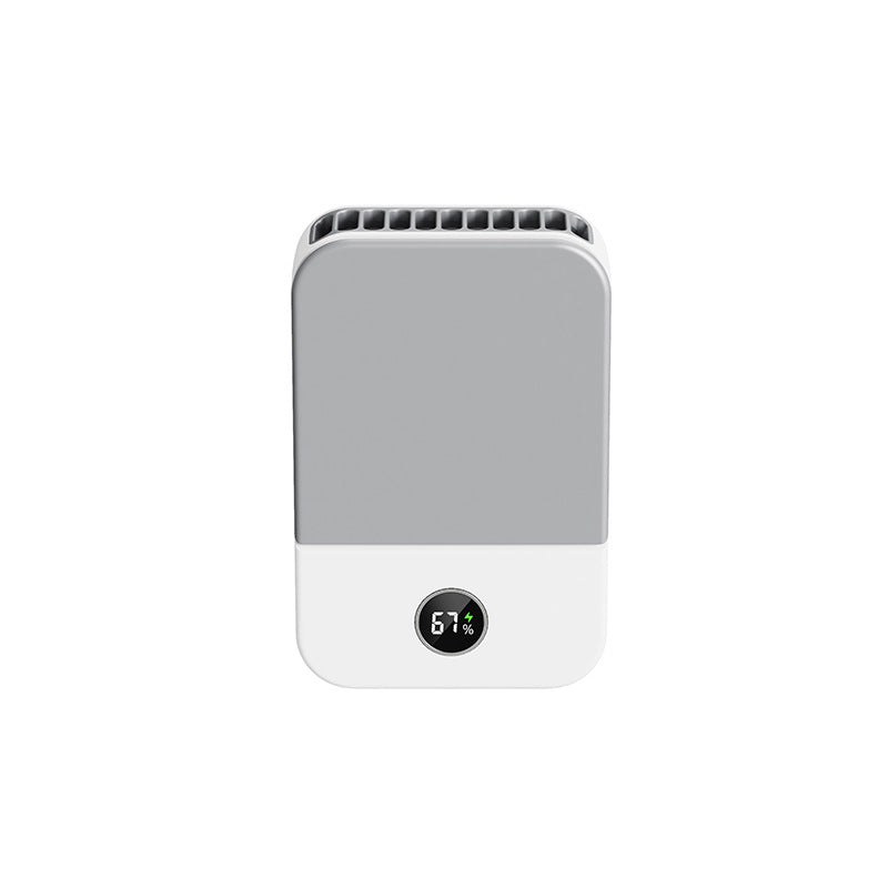 1pc, Portable USB Fan With Three-Speed Large Wind Adjustment, Waist-Hanging And Desktop Stand, Power Display, And Leafless Design