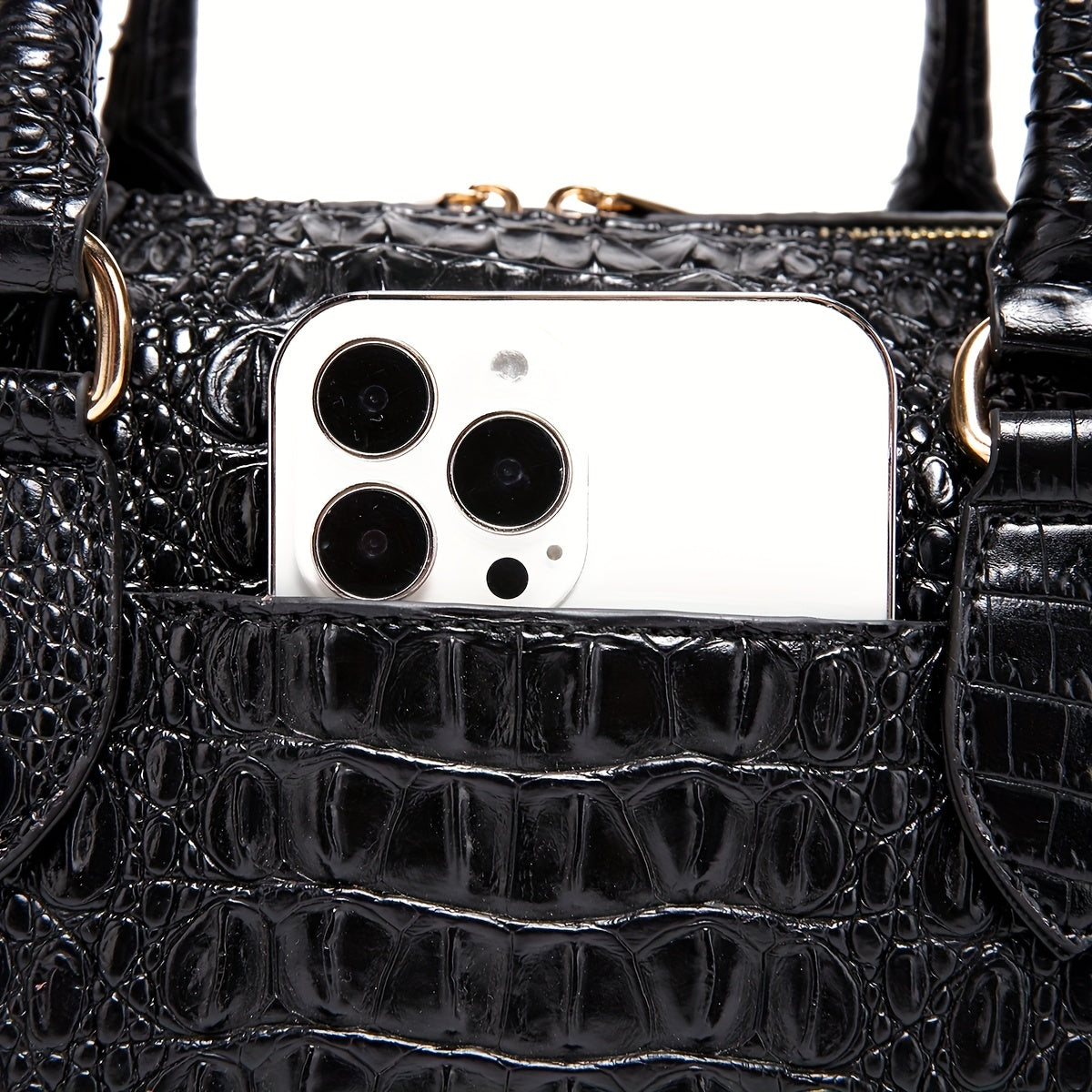 Crocodile Pattern Luxury Crossbody Bag, Top Handle Bag Purse, Classic Fashion Versatile Shoulder Bag