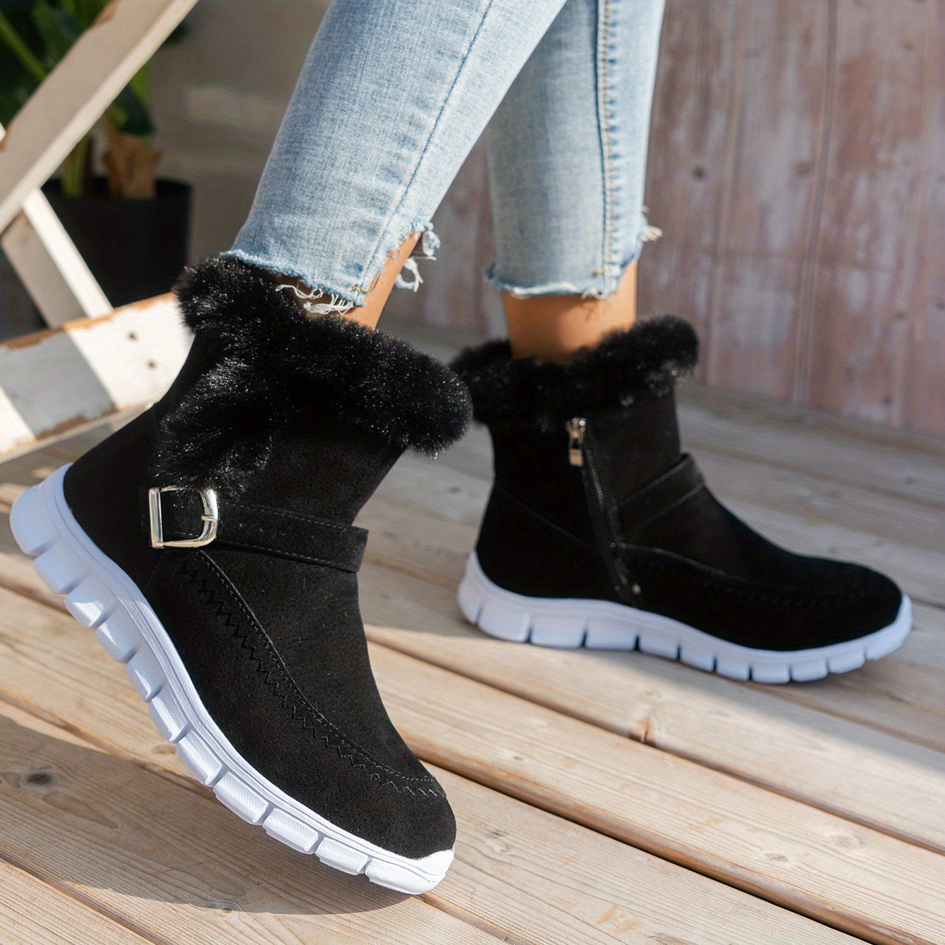 Cozy Velvet-Lined Snow Boots for Women: Easy Slip-On, Non-Slip, Warm & Stylish, with Side Zipper – Perfect for Winter