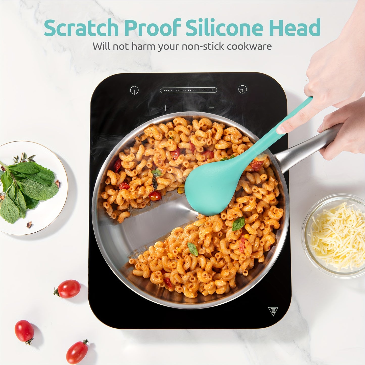 5pcs/set Cookware Set, 13.6in Silicone High Heat Resistant Kitchen Utensil, Cooking Tools Gadgets Set, BPA Free Non Stick Solid And Slotted Turner Spatula, Mixing Spoon, And Soup Ladle, For Home Kitchen And Restaurant, Kitche