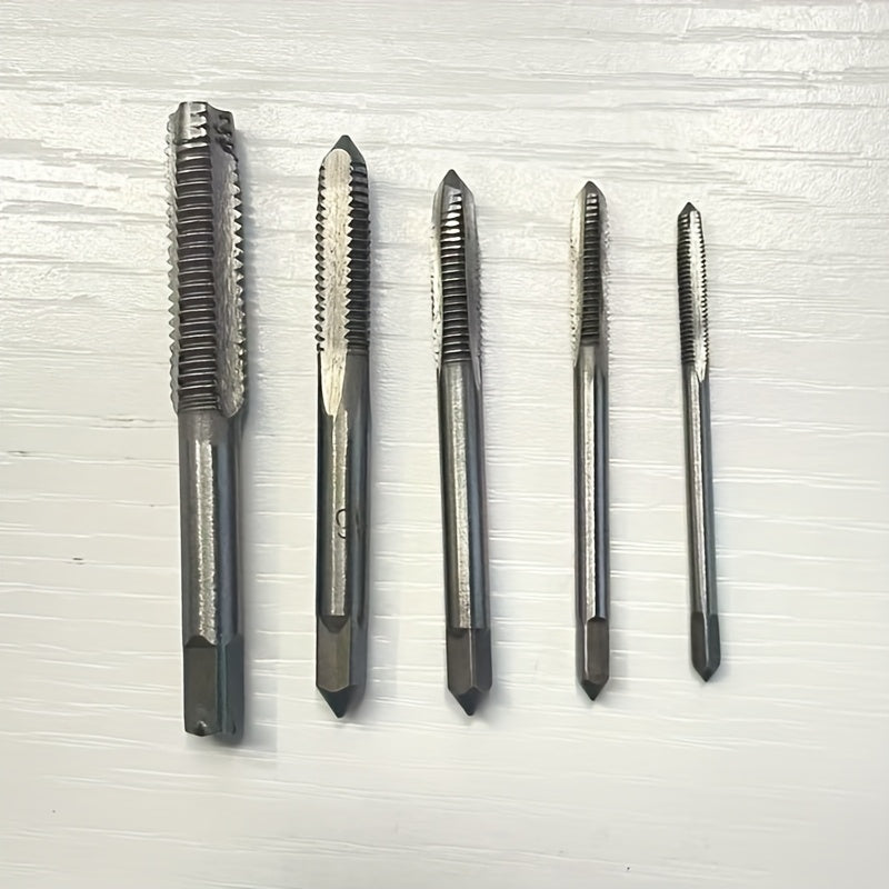 5pcs Stainless Steel Tap and Die Set with Chrome-Plated Wrench - Precision Thread Cutting Tools for Metalworking and Gear Repair, Ideal for Projects, Metalworking Tools|Sleek Metallic Finish|Durable Construction, Metalworking