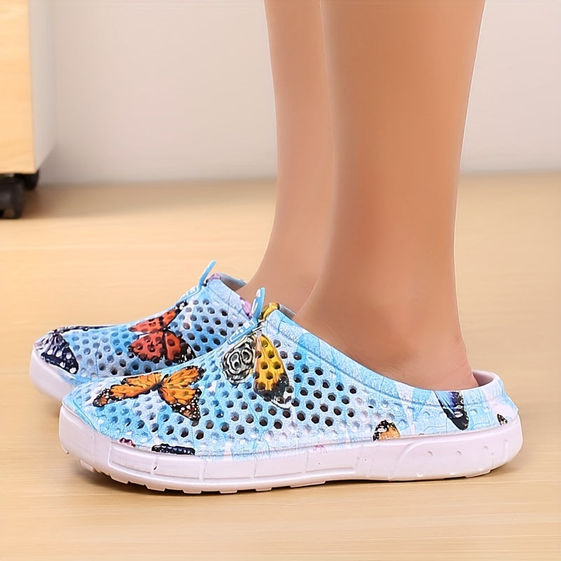 Women's Fashion Butterfly Pattern Hole Slippers, Summer Non-slip Beach Slippers for Koningsdag/King's Day