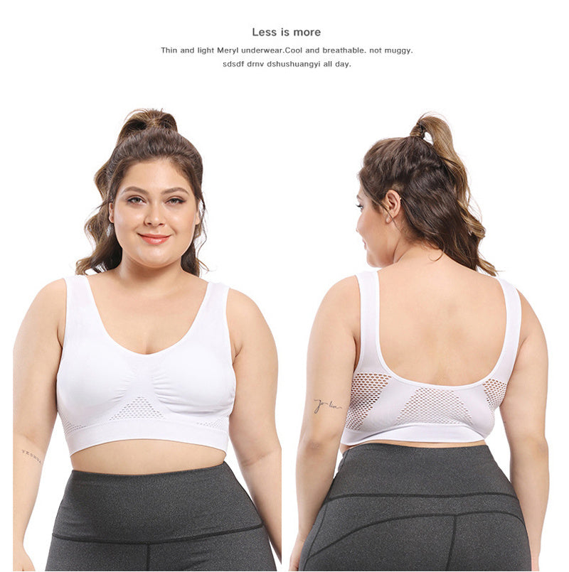 [Gentle Care] Plus Size Seamless Sports Bra for Women - Purple, Breathable Mesh Fabric, Push-Up with Removable Pads, Comfort Fit Vest Style, Sizes 36XL to 40XL, Plus Size Bra