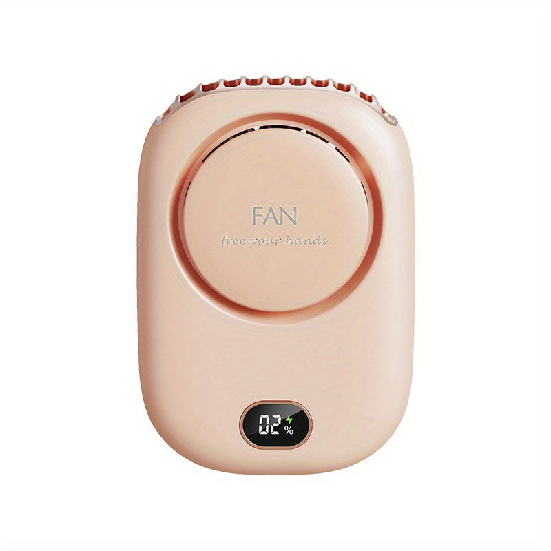 1pc, Portable USB Fan With Three-Speed Large Wind Adjustment, Waist-Hanging And Desktop Stand, Power Display, And Leafless Design