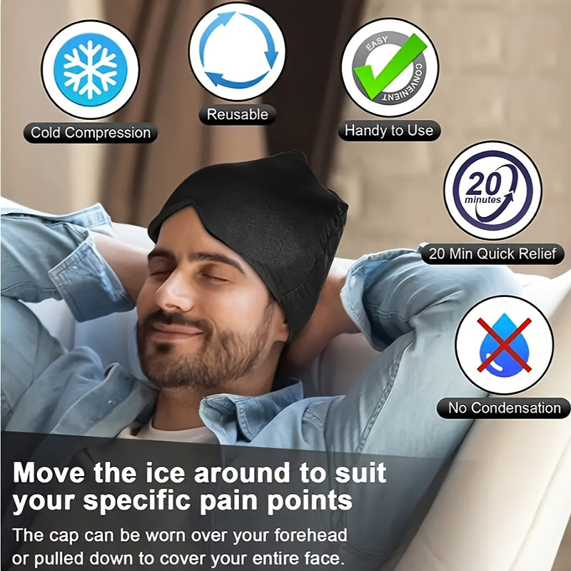 Headache Relief Cap, Migraine Ice Pack Mask Products, Women Cooling Gel Hat, Face Cold Compress Head Wrap for Her Stress. Great Birthday Gift for Mom, Sister, Grandma, Girlfriend, & Teacher