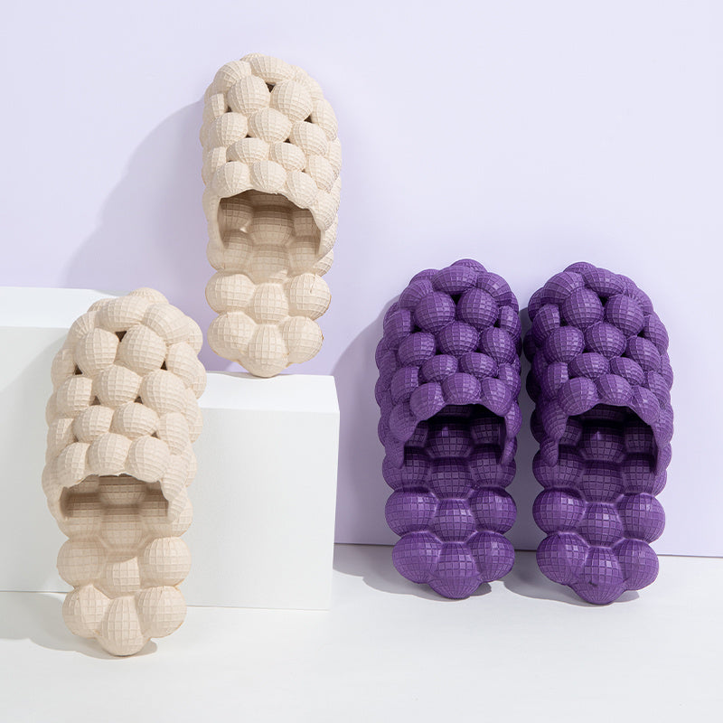 Ultra-Lightweight Bubble Slides - Closed-Toe, Anti-Skid, Massage, Lychee Patterned, EVA Insole, Slip-On, Indoor & Outdoor Beach Slippers for Women - Perfect for Relaxation and Leisure Activities