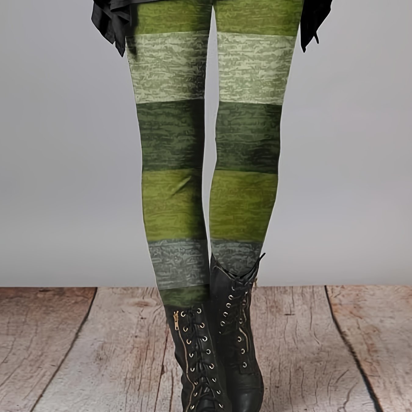 Chic Striped Color Block Skinny Leggings - Comfy, All-Season Stretch, Durable & Easy-Care Women's Fashion