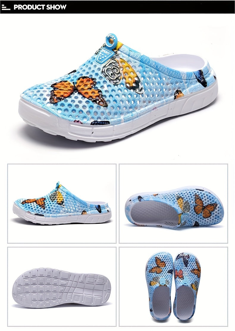 Women's Fashion Butterfly Pattern Hole Slippers, Summer Non-slip Beach Slippers for Koningsdag/King's Day