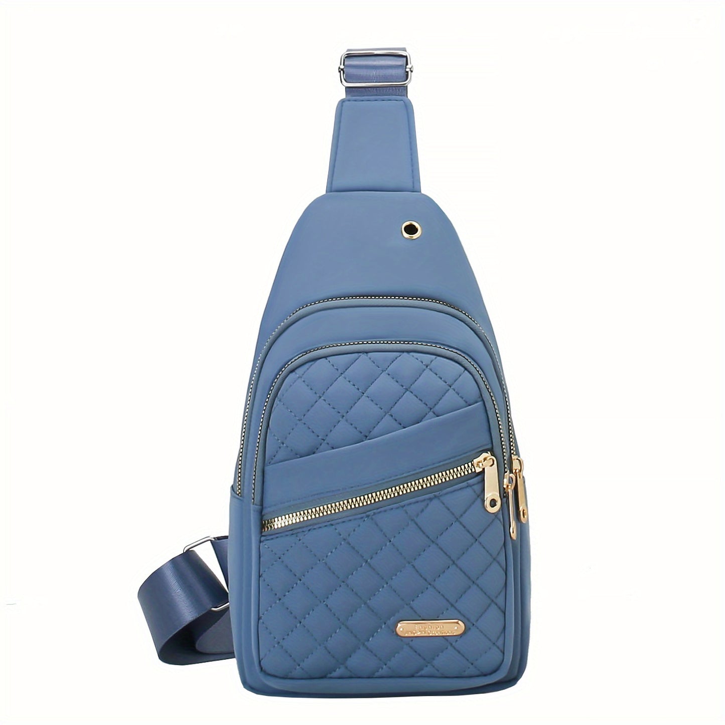 Large Capacity Chest Bag for Women - Adjustable Embroidered Crossbody Bag with Zipper Closure, Polyester Lining, Foldable, and Random Printing - Urban Solid Color Nylon Bag with Comfortable Strap