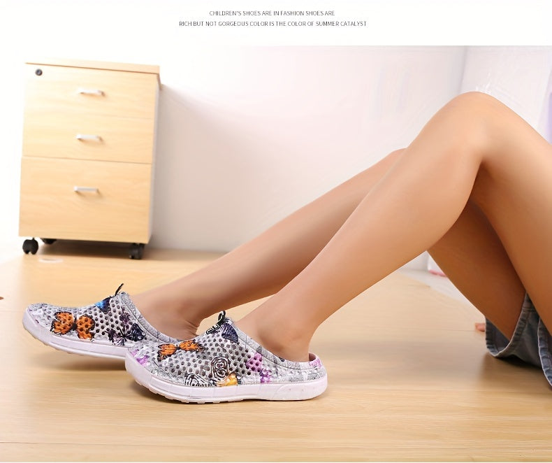 Women's Fashion Butterfly Pattern Hole Slippers, Summer Non-slip Beach Slippers for Koningsdag/King's Day