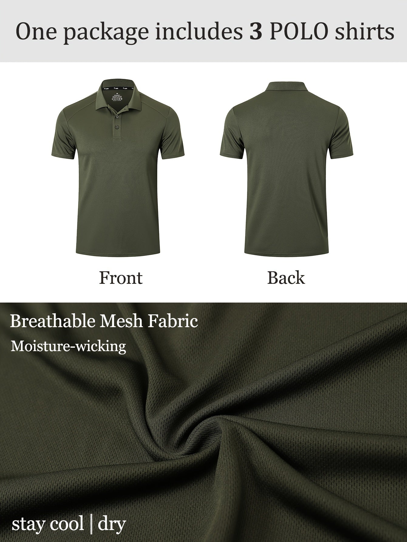 3 Pack Men'S Golf Polo Shirts Casual Short Sleeve Quick-Dry Athletic Solid Color Golf T-Shirt Moisture Wicking Shirts Tees Tops for Men