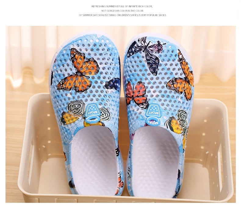 Women's Fashion Butterfly Pattern Hole Slippers, Summer Non-slip Beach Slippers for Koningsdag/King's Day