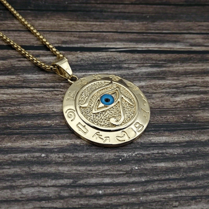 1pc Ancient Egyptian The Eye of Horus Pendant Necklace Hip Hop Men's Accessory The Eye Of Horus Eagle Head God Eye Necklace