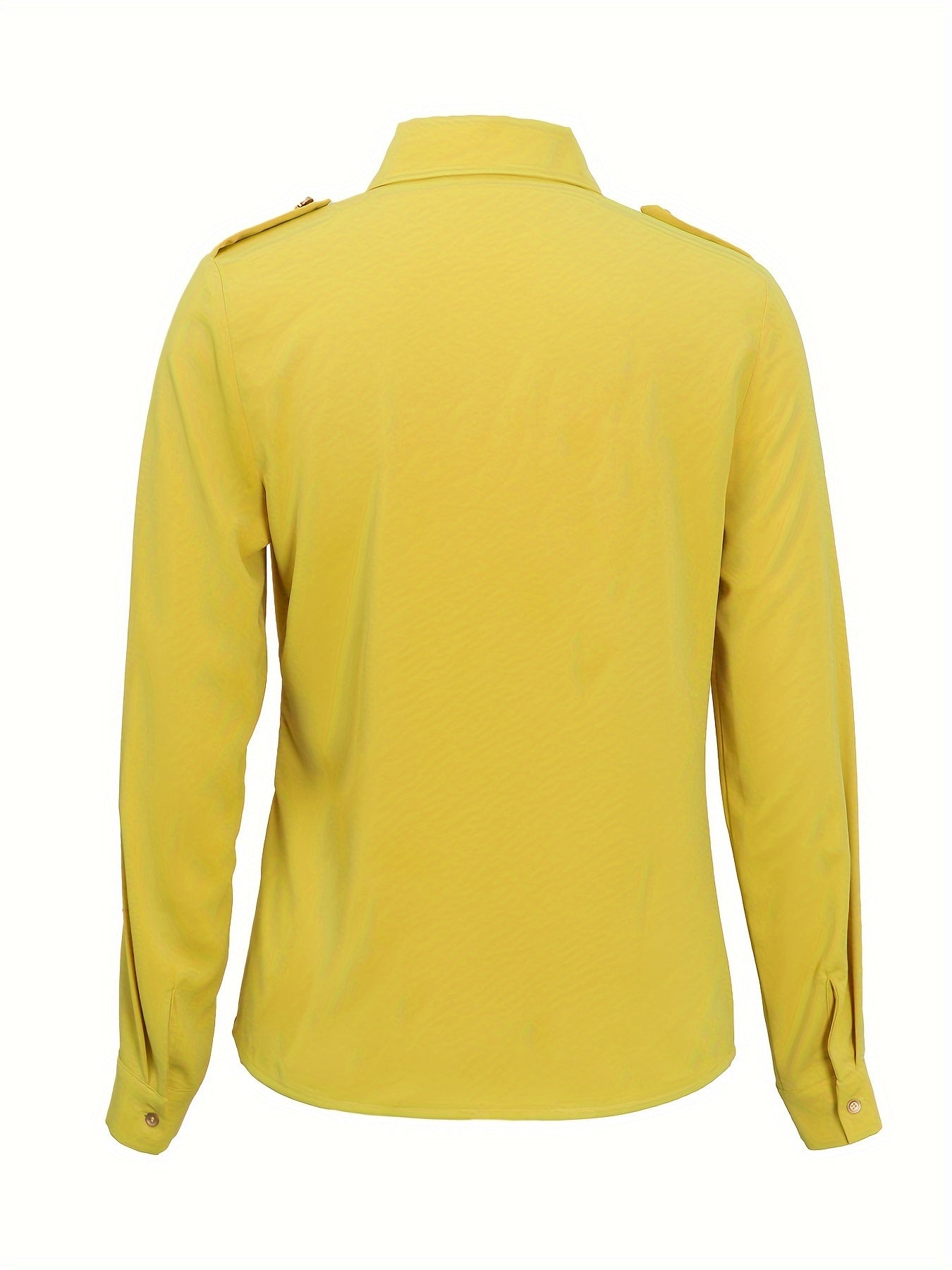 Chic Solid Color Lapel Blouse with Button Front - Versatile Long Sleeve Design for Spring & Fall - Premium Womens Fashion Wardrobe Staple