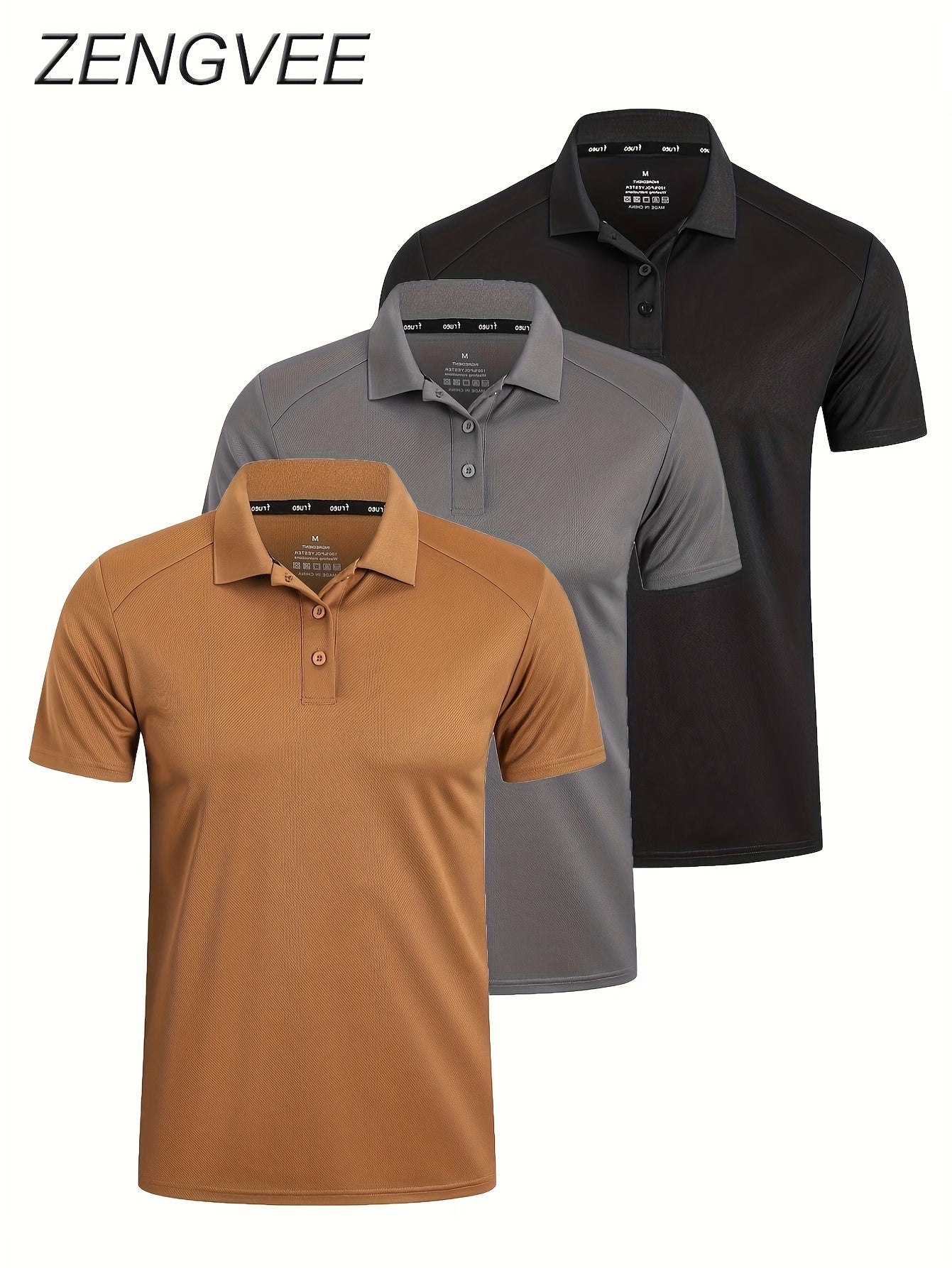 3 Pack Men'S Golf Polo Shirts Casual Short Sleeve Quick-Dry Athletic Solid Color Golf T-Shirt Moisture Wicking Shirts Tees Tops for Men
