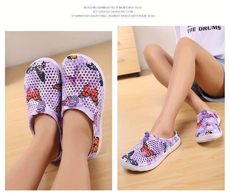 Women's Fashion Butterfly Pattern Hole Slippers, Summer Non-slip Beach Slippers for Koningsdag/King's Day