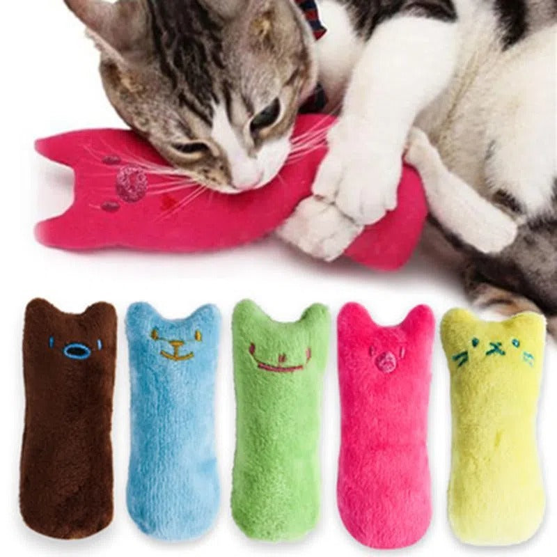 [1pc Squeaky Cat Toy] 1pc Interactive Cat Teaser Toy | Cat Design Containing Squeaky Plush Pillow Toy | Interactive Pet Supply