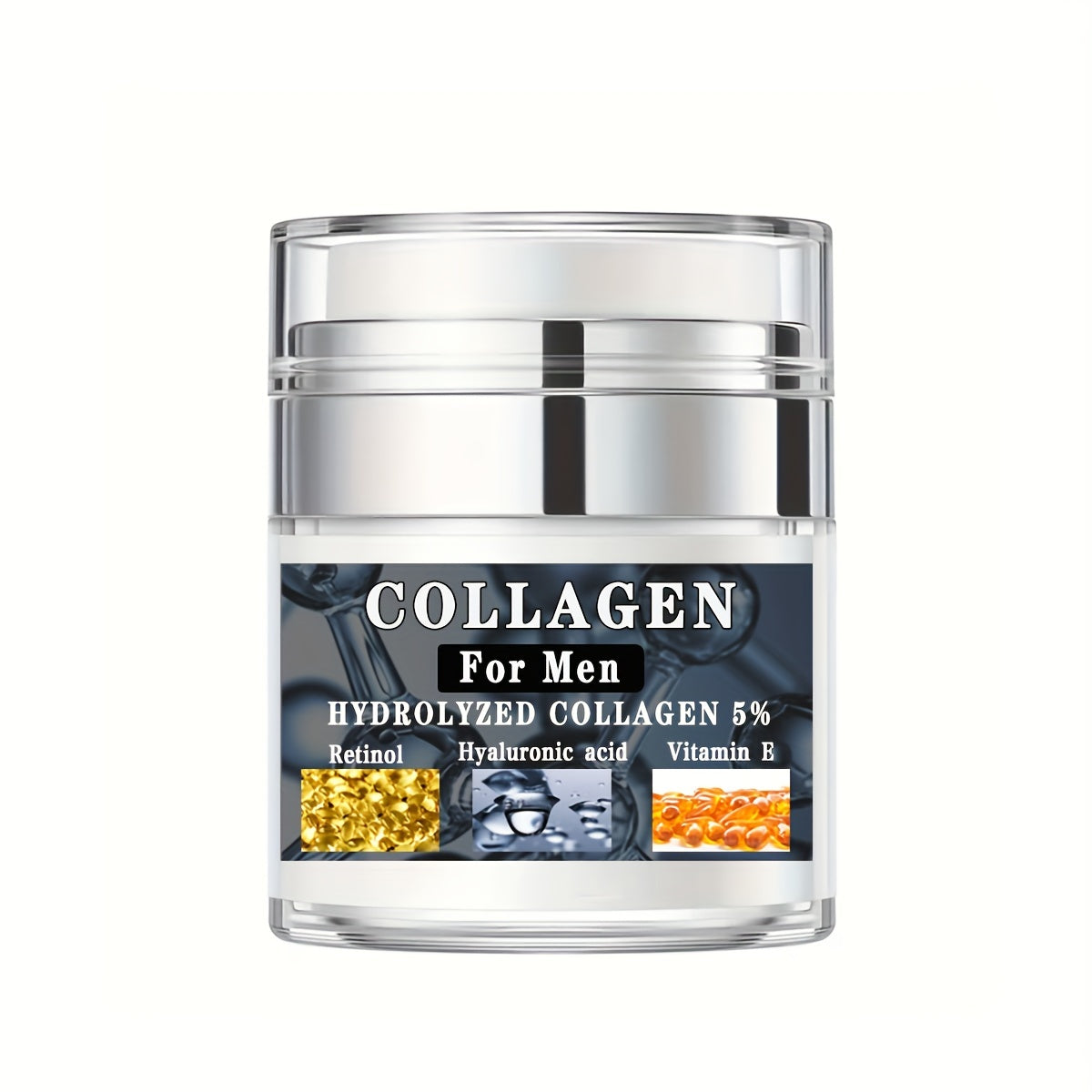 Men Face Cream, with Collagen, Retinol, Hyaluronic Acid, Vitamin E, Firm Skin, Moisturizing, Smooth Wrinkles, Shrinking Pore, 1.76 Oz (50g)