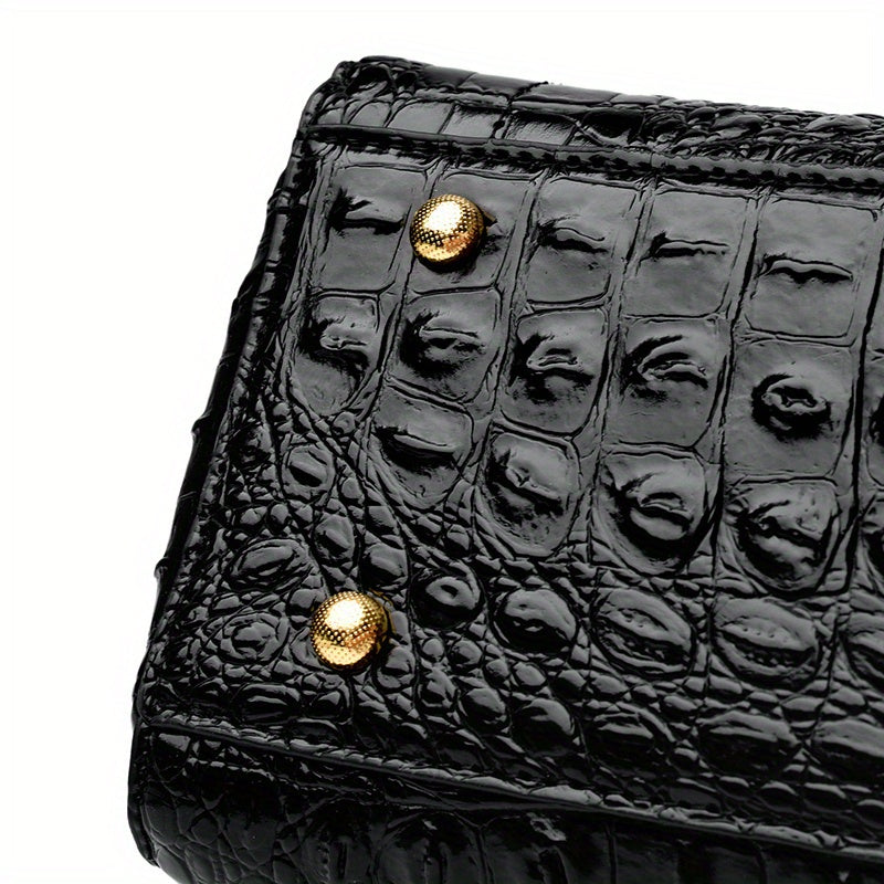 Premium Luxury Crocodile Pattern Handbag - Timeless Vintage Satchel for Women - Stylish Top Handle, Versatile Shoulder & Crossbody Bag - A Fashion Must-Have for Daily Wear
