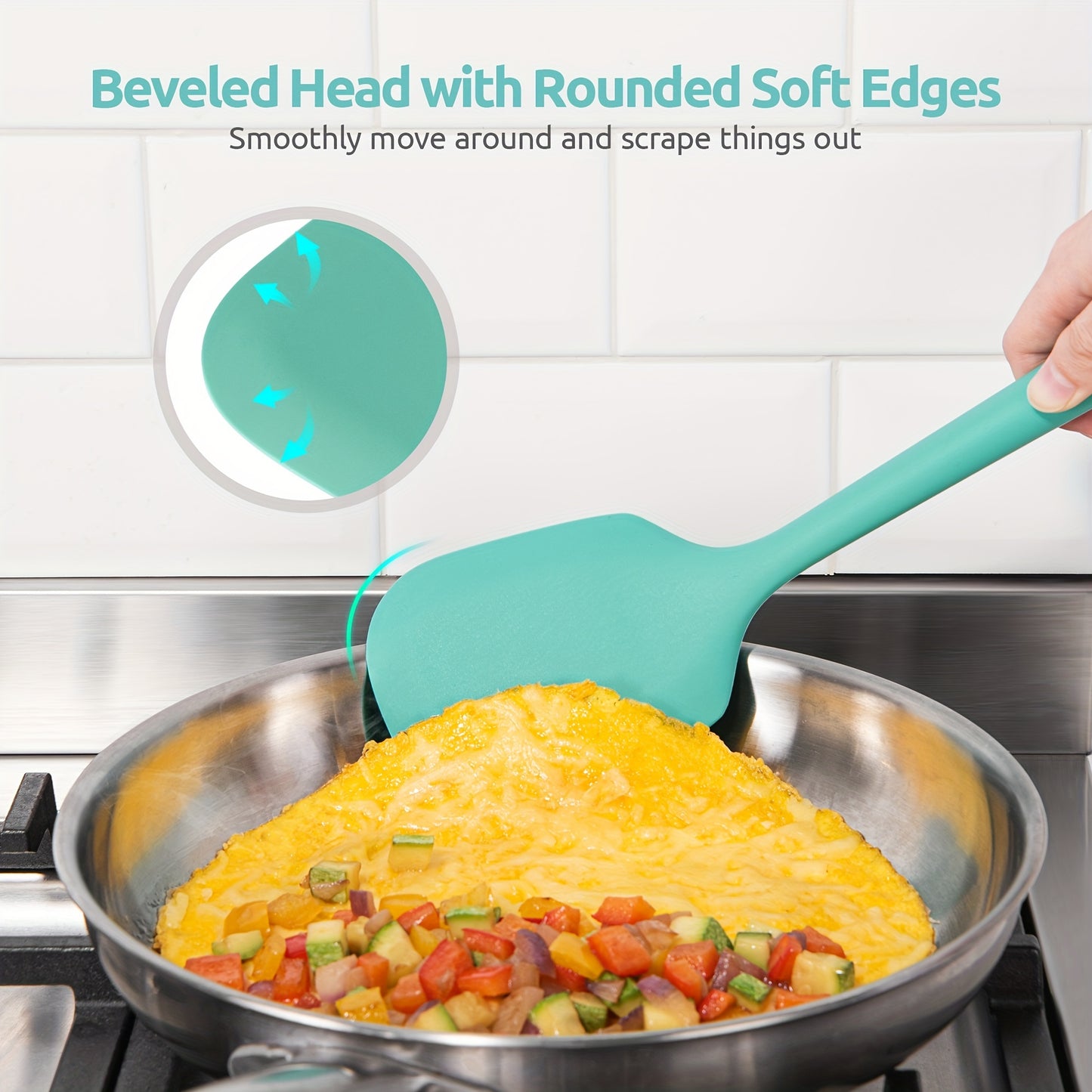 5pcs/set Cookware Set, 13.6in Silicone High Heat Resistant Kitchen Utensil, Cooking Tools Gadgets Set, BPA Free Non Stick Solid And Slotted Turner Spatula, Mixing Spoon, And Soup Ladle, For Home Kitchen And Restaurant, Kitche