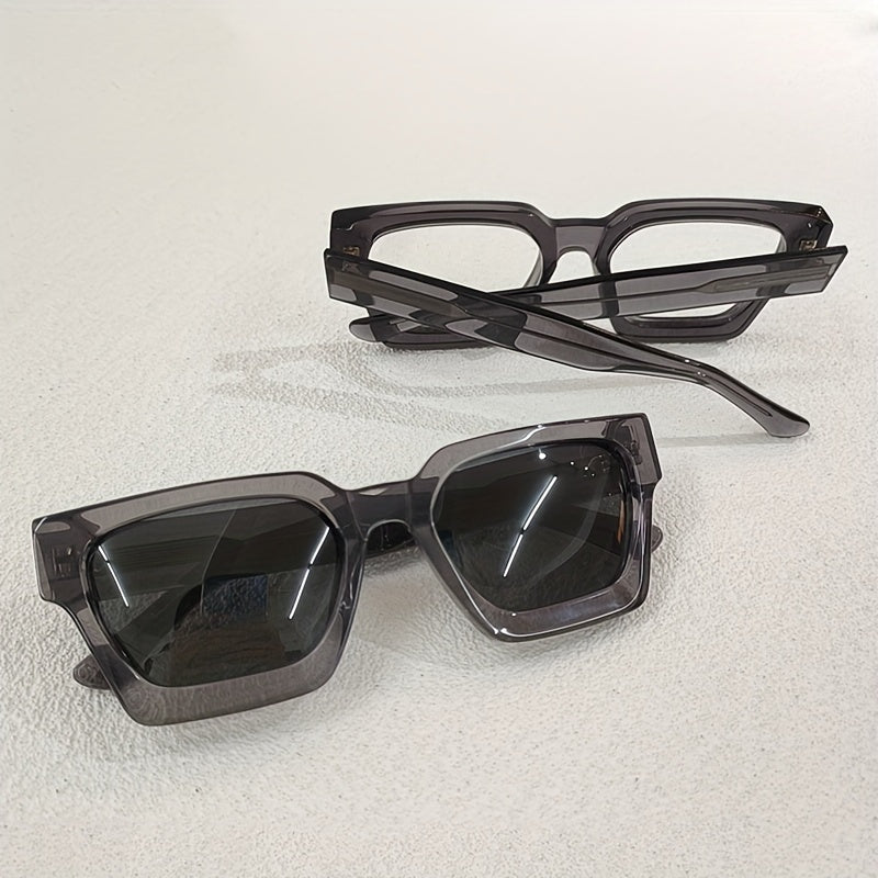 100% Acetate Square Men Fashion Glasses Classic Retro Polarized Driving Fishing Travel Beach Fashion Glasses for Male Female TAC Thick Crystal Eyeglasses Shade,Ideal Choice for Gifts with Business Full Package Set Case RC005