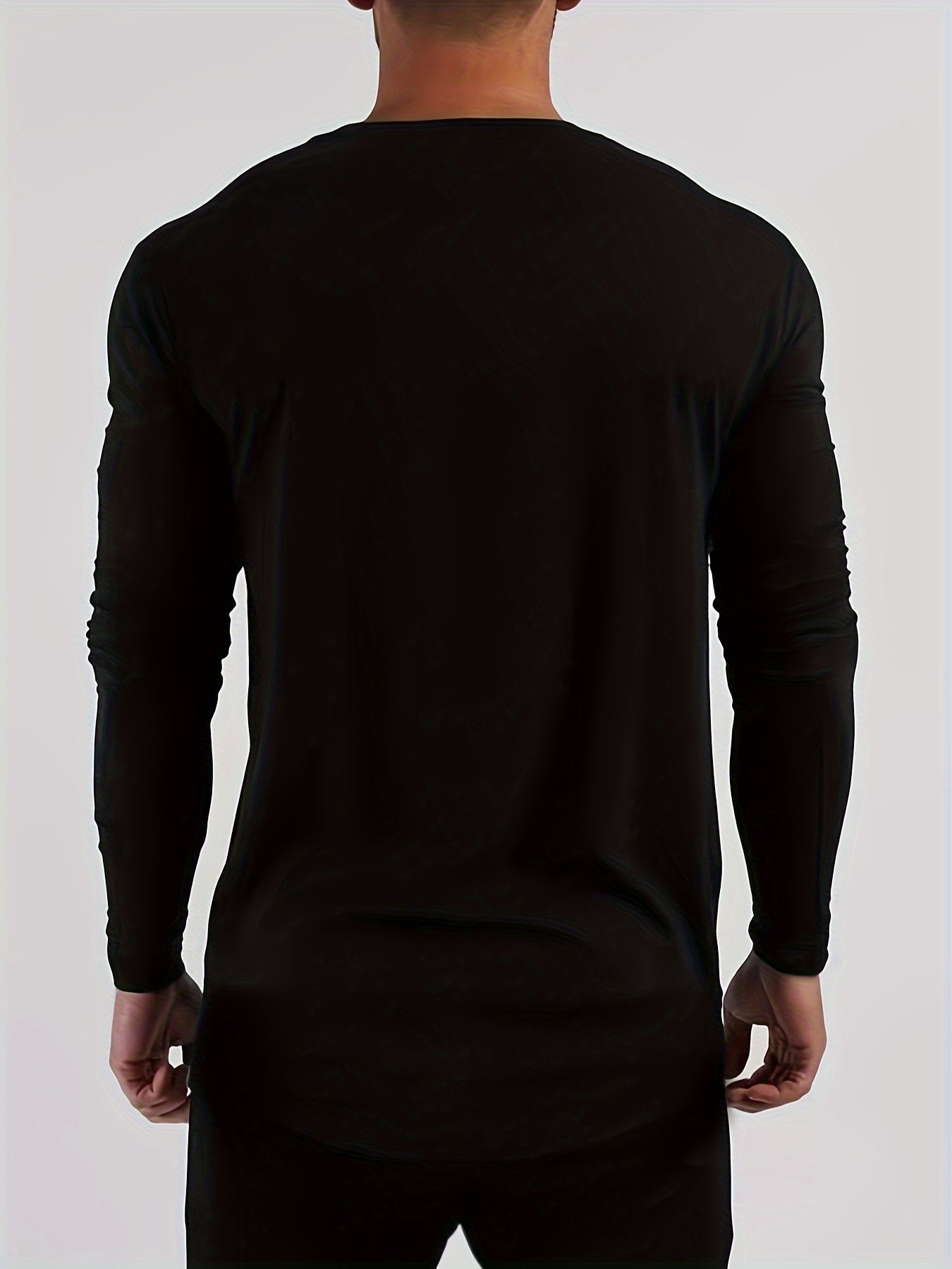 Mens Premium Solid Hue Slim Fit Long Sleeve Sports Shirt - Comfortable Crew Neck, Athletic for Fitness, Hiking & More - Versatile Top for Active Men
