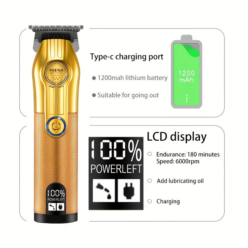 3pcs Men's Professional Hairdresser - T-Shaped Blade Trimmer With USB Charging, Beard And Razor Home Beauty Kit