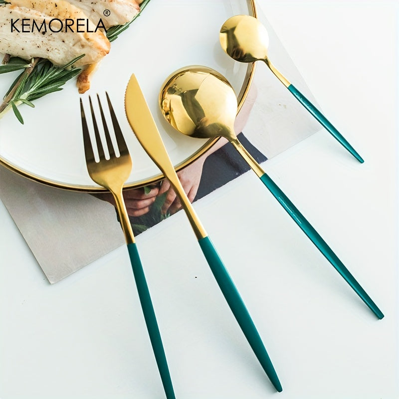 24pcs Stainless Steel Cutlery Set | KEMORELA Luxury Kitchen Cutlery Dishwasher Safe, 304 Stainless Steel