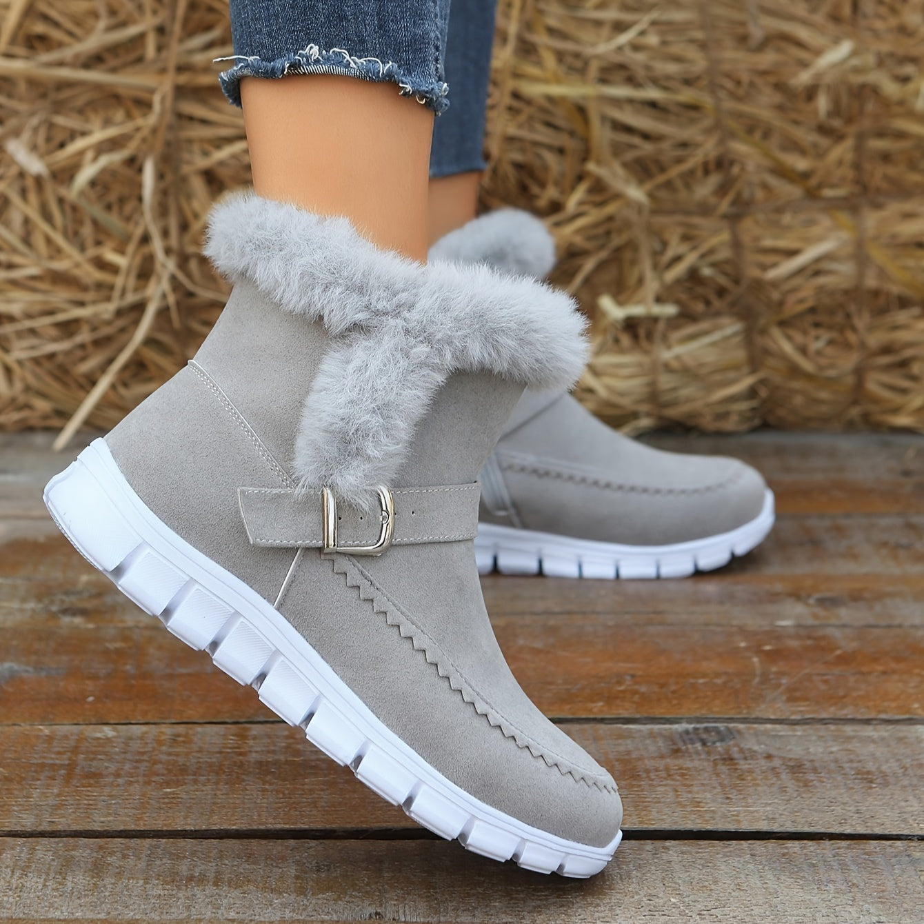Cozy Velvet-Lined Snow Boots for Women: Easy Slip-On, Non-Slip, Warm & Stylish, with Side Zipper – Perfect for Winter