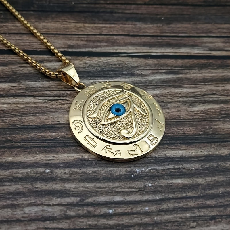 1pc Ancient Egyptian The Eye of Horus Pendant Necklace Hip Hop Men's Accessory The Eye Of Horus Eagle Head God Eye Necklace