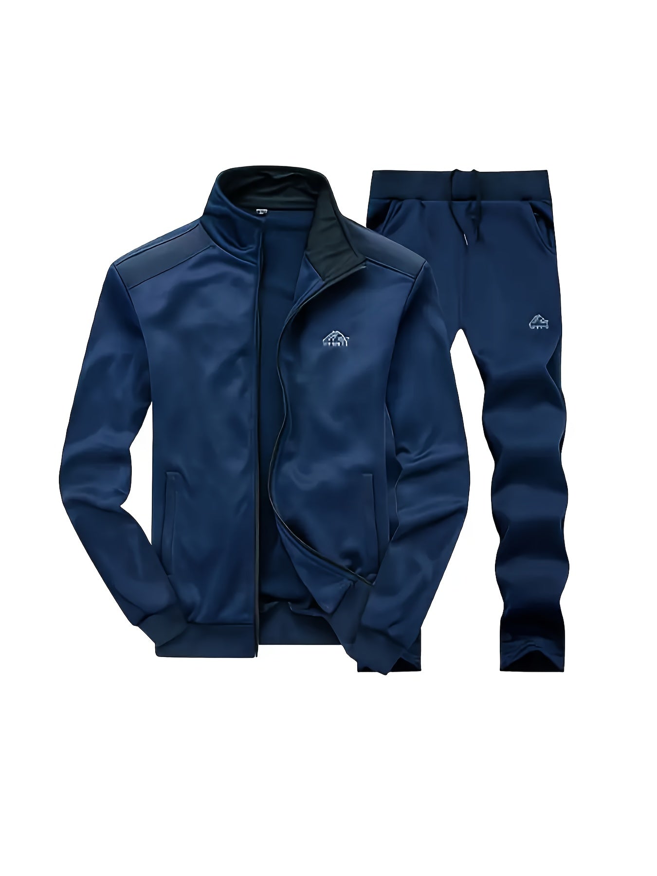 4pcs Set Of New Men'S Casual Sportswear for Autumn And Winter, Featuring A Stand Up Collar Jacket Paired with Casual Pants, with A Zipper Design And A Regular Silhouette, Suitable for Daily Casual Outdoor Activities, Sporty O