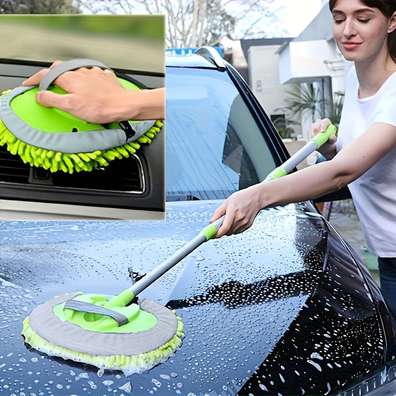 Car Wash Brush Mop Kit with 47.5" Long Handle - Soft Sponge Duster Mitt - For Washing Detailing Automotive, Truck, SUV, RV, Trailer - Safe for Paint - Perfect Gift for Car Enthusiasts