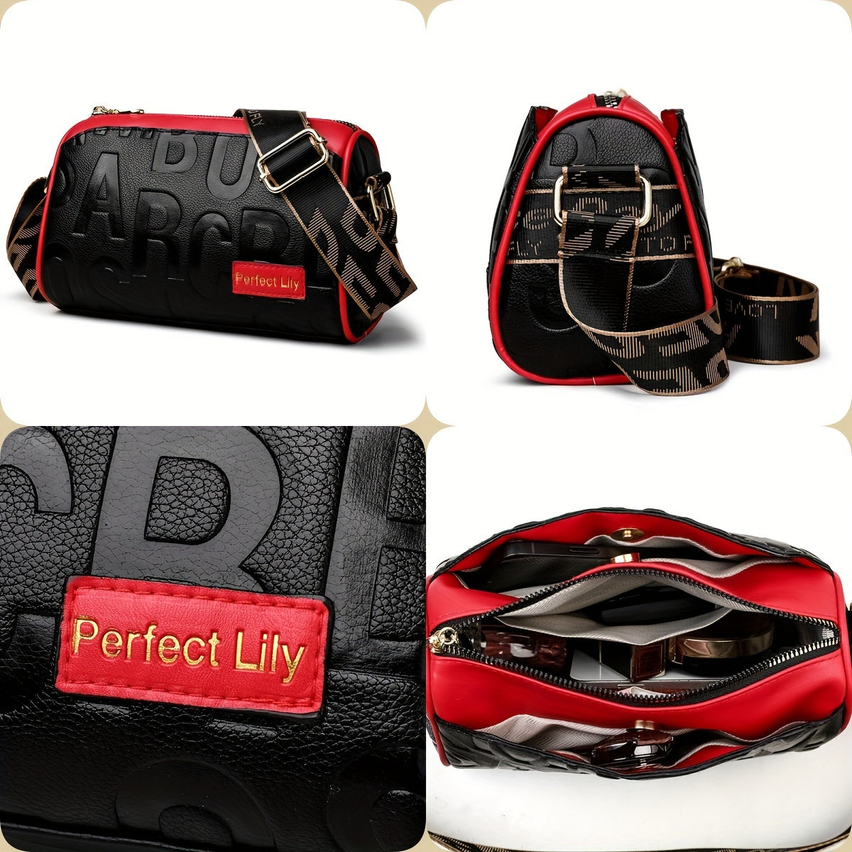 Stylish Faux Leather Crossbody Bag - Magnetic Closure, Color Contrast Design, Polyester Lining, Solid Color Pattern, Perfect for Occasional Use - Womens Fashion Handbag with Zipper Purse