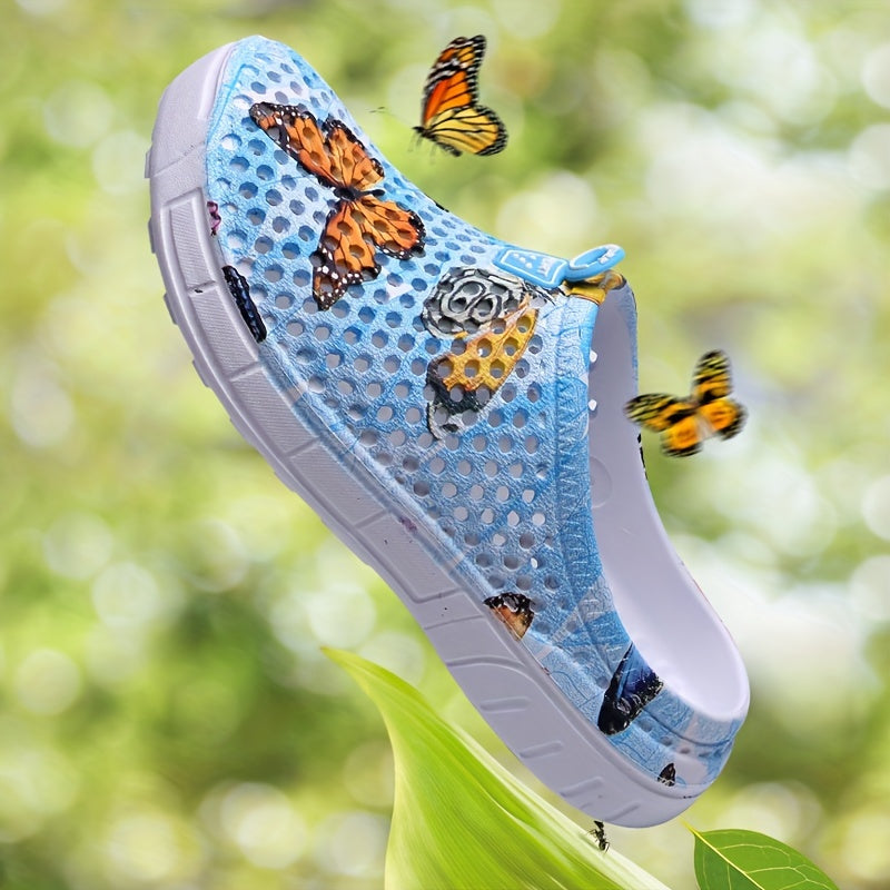 Women's Fashion Butterfly Pattern Hole Slippers, Summer Non-slip Beach Slippers for Koningsdag/King's Day