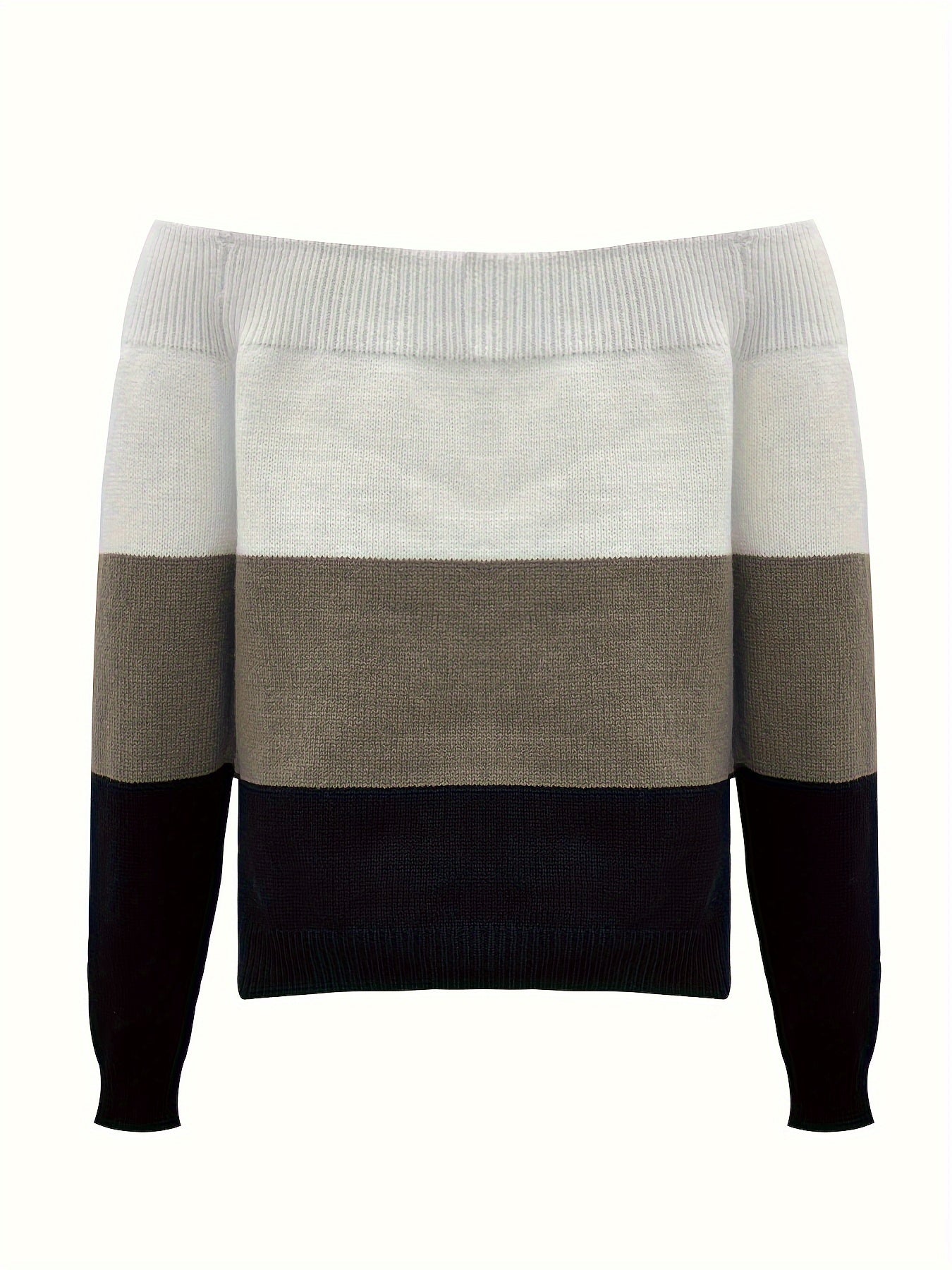 New Arrival Hot Selling Women's Sweater Fashion Off-the-Shoulder Color Block Trendy Pullover