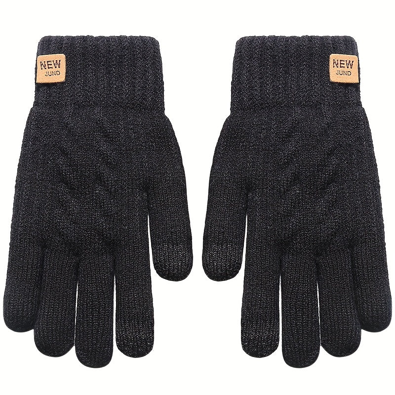 Thickened Double-layer Knitted Gloves Wholesale Plus Velvet Coldproof Warm Gloves Solid Color Touch Screen Gloves Short Elastic Gloves For Winter
