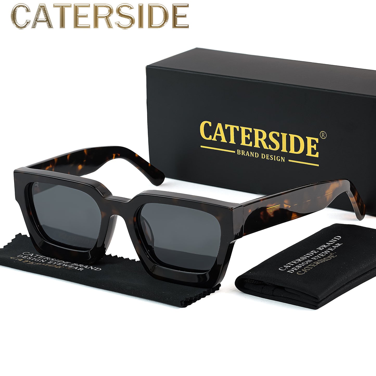 100% Acetate Square Men Fashion Glasses Classic Retro Polarized Driving Fishing Travel Beach Fashion Glasses for Male Female TAC Thick Crystal Eyeglasses Shade,Ideal Choice for Gifts with Business Full Package Set Case RC005