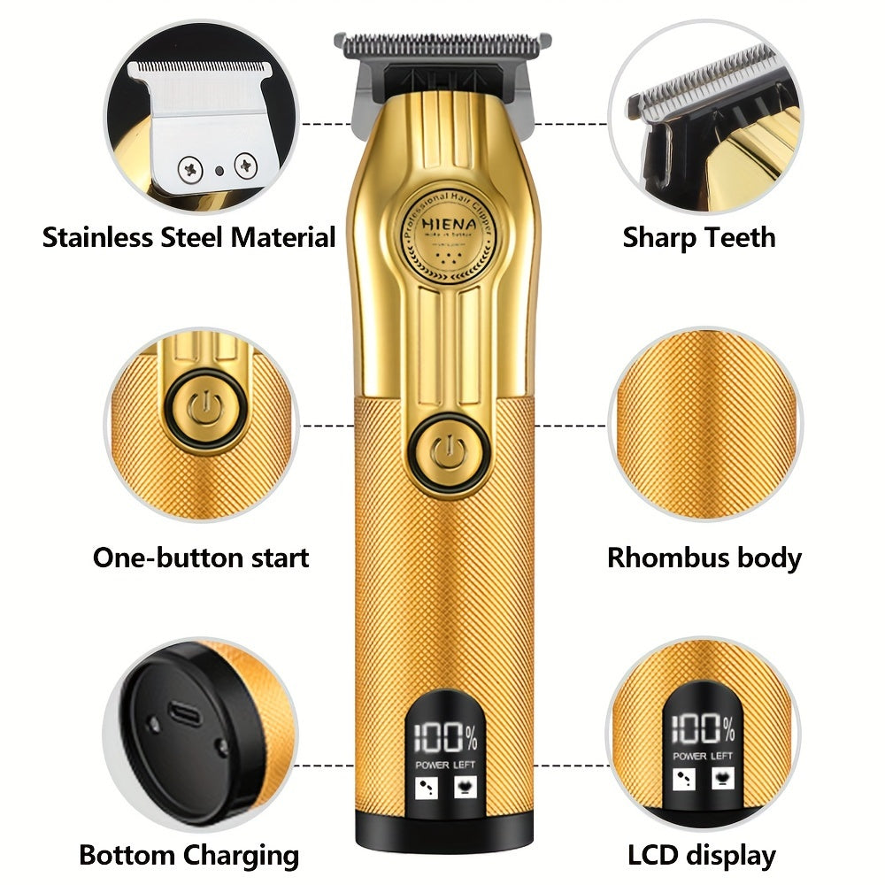 3pcs Men's Professional Hairdresser - T-Shaped Blade Trimmer With USB Charging, Beard And Razor Home Beauty Kit