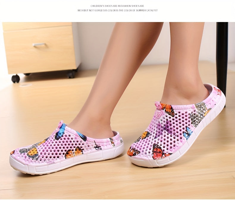 Women's Fashion Butterfly Pattern Hole Slippers, Summer Non-slip Beach Slippers for Koningsdag/King's Day
