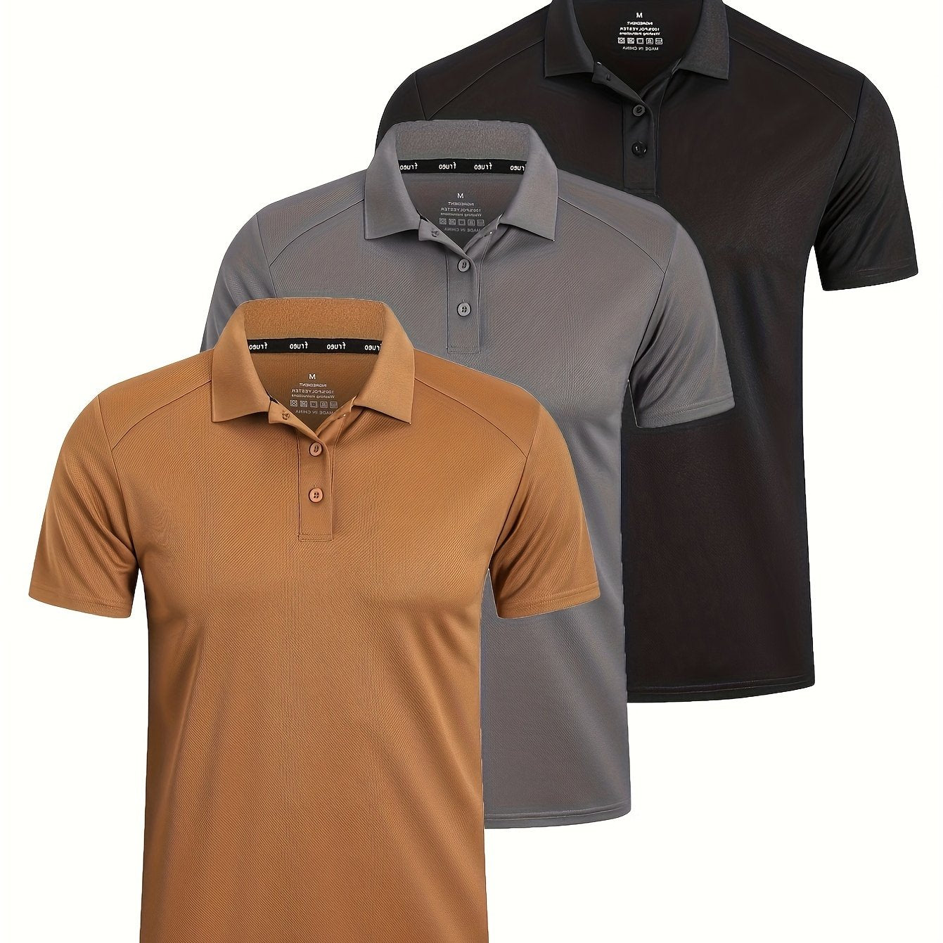 3 Pack Men'S Golf Polo Shirts Casual Short Sleeve Quick-Dry Athletic Solid Color Golf T-Shirt Moisture Wicking Shirts Tees Tops for Men