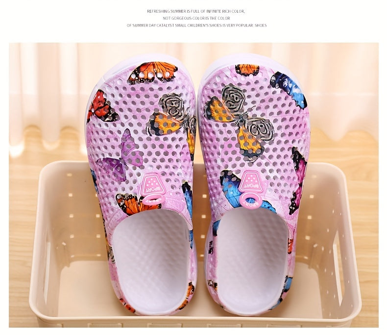 Women's Fashion Butterfly Pattern Hole Slippers, Summer Non-slip Beach Slippers for Koningsdag/King's Day