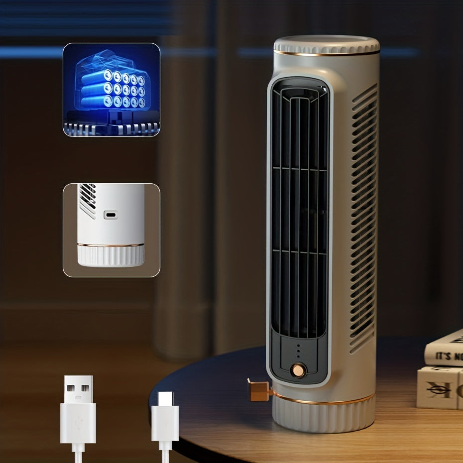 Quiet 3-Speed Portable Fan - USB Rechargeable with 8-Hour Cool Airflow - Ideal for Travel, Outdoor Activities, Office & Home Comfort
