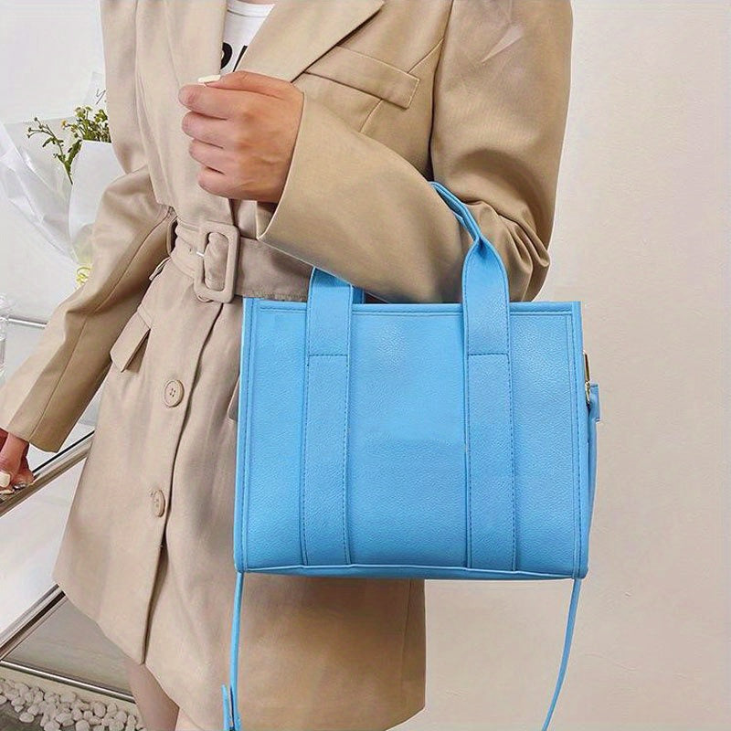 Chic Everyday Womens Tote - Durable PU Leather, Spacious Satchel with Top Handle - Ideal for Work & Casual Outings