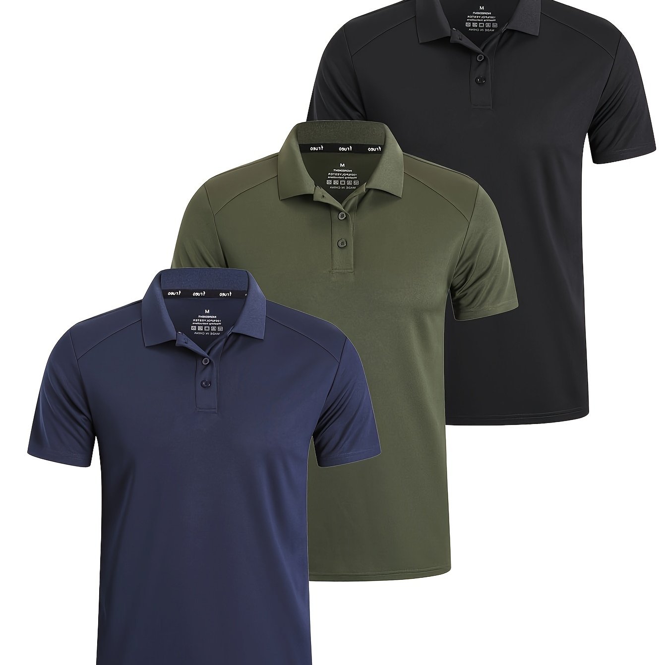 3 Pack Men'S Golf Polo Shirts Casual Short Sleeve Quick-Dry Athletic Solid Color Golf T-Shirt Moisture Wicking Shirts Tees Tops for Men