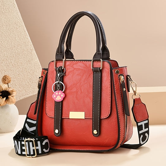 Elegant Vintage Solid Color Faux Leather Crossbody Bag | Fashionable, Multi-functional with Secure Zipper, Removable Shoulder Strap and Wristlet, Suitable for Various Occasions, Ideal for Valentine'S Day and Mother'S Day Gift