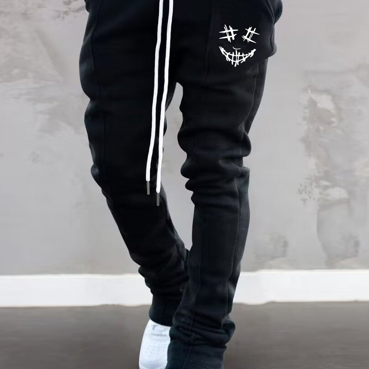 Joyful Face Series Men's Casual Long Pants, Thin and Breathable Men's Trousers, Streetwear Brand Pants, Hip-Hop Pants