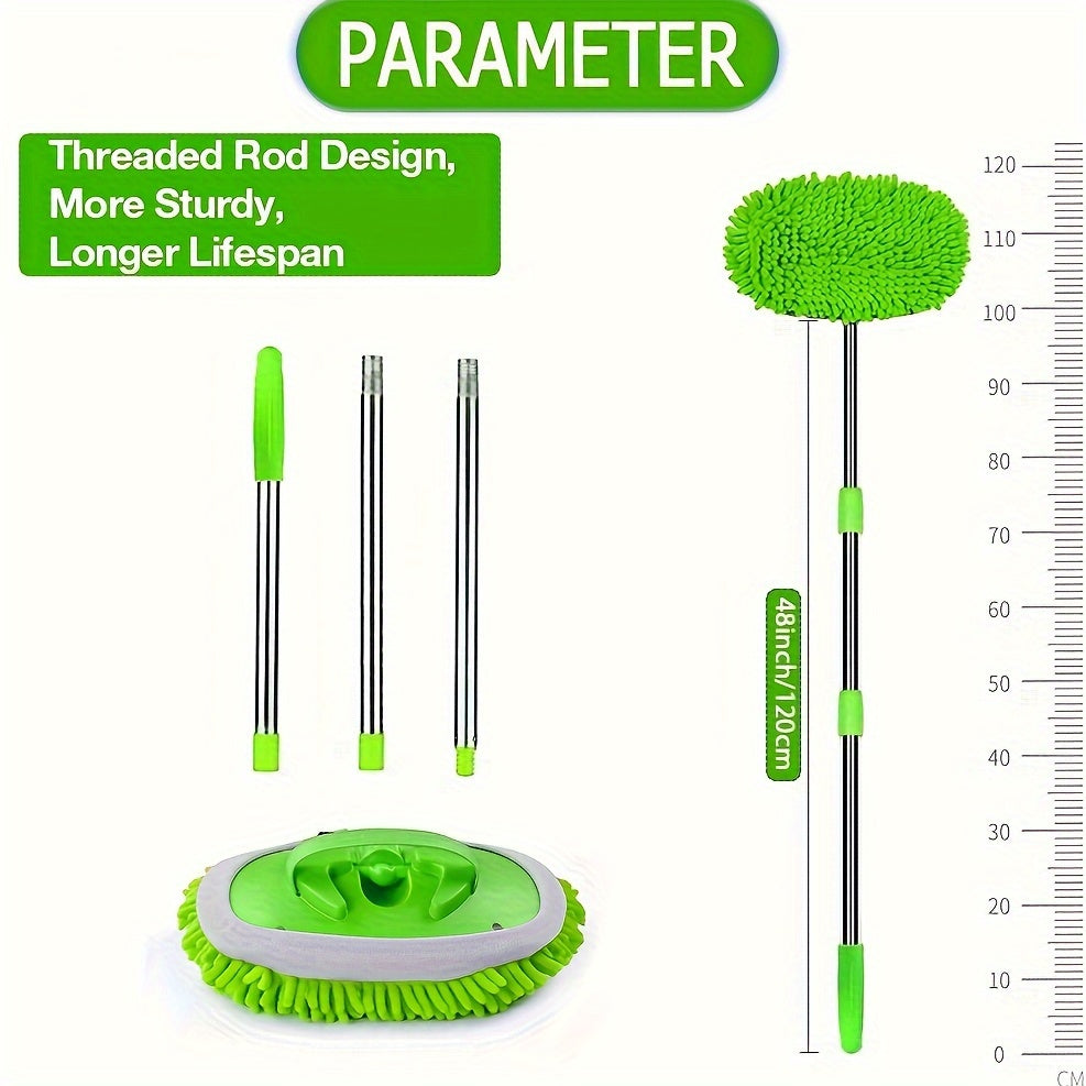 Car Wash Brush Mop Kit with 47.5" Long Handle - Soft Sponge Duster Mitt - For Washing Detailing Automotive, Truck, SUV, RV, Trailer - Safe for Paint - Perfect Gift for Car Enthusiasts
